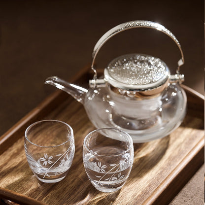 Sake Set with Chirori Carafe & 2 Cups | Toyo-Sasaki Glass