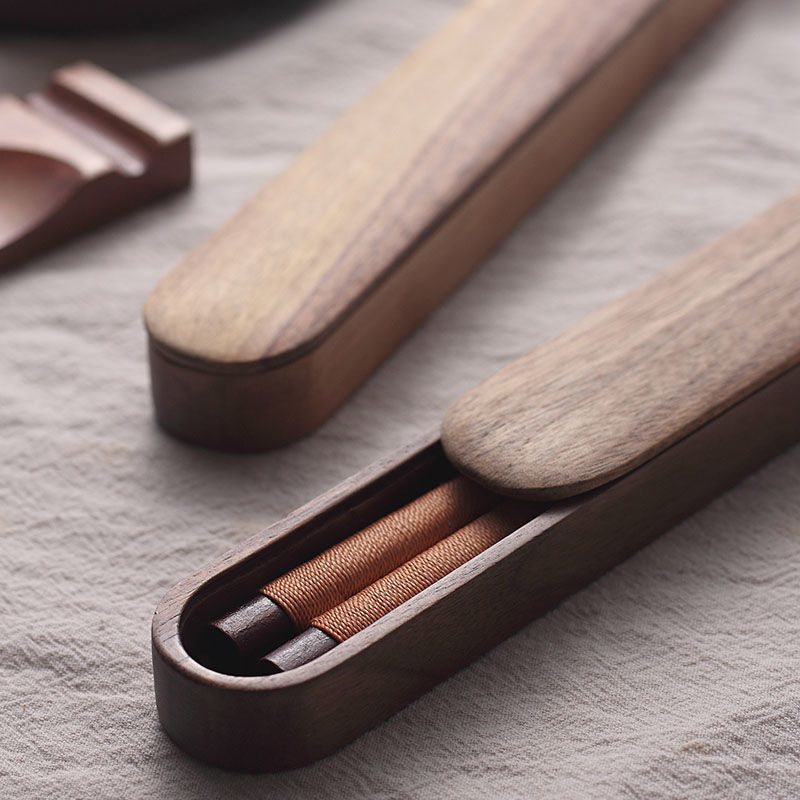 Japanese Chopsticks – Wood with Decorative Thread & Wooden Box