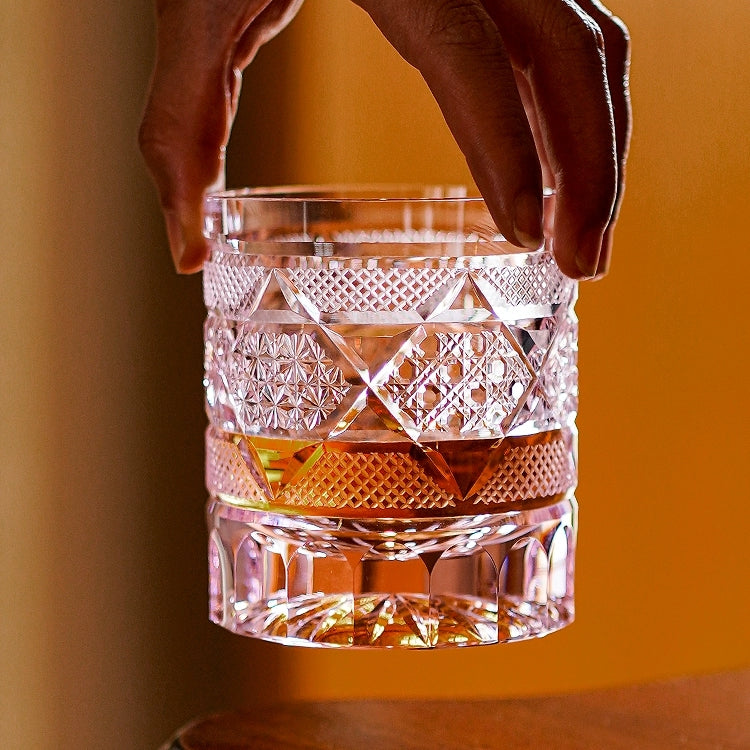 Whisky Tumbler Edo Kiriko Hexagonal Chrysanthemum Hand-Cut Crystal | Japanese Gift Glassware