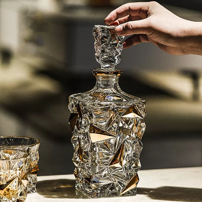 Bohemia Crystal Whisky Decanter Set | Gold-Accented Czech Glassware