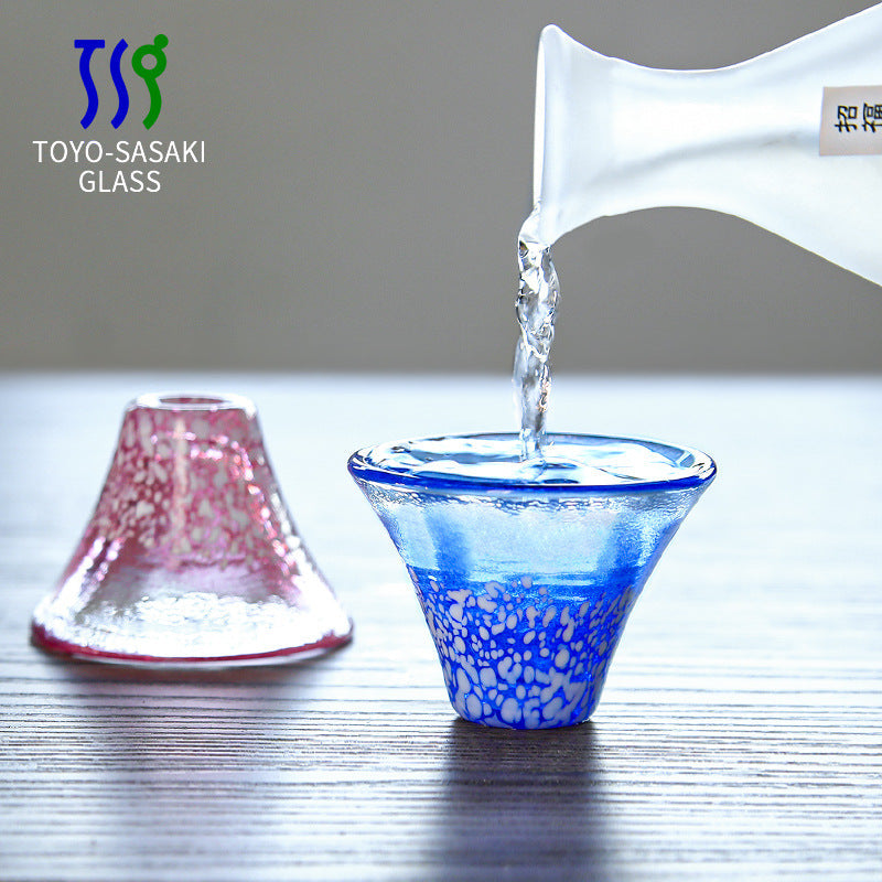 Sake Set Japanese Glass Flagon & Cups – Sakura Mt. Fuji