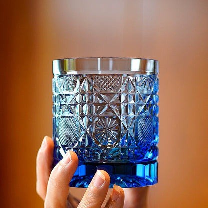 Whiskey Glass Octagonal Chrysanthemum | Edo Kiriko Cut Crystal Barware