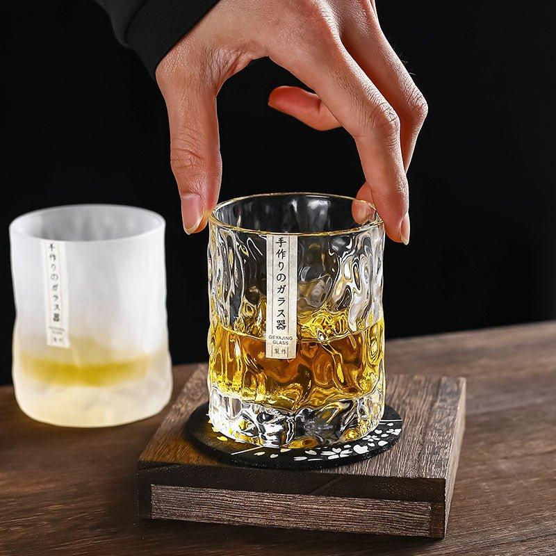 Whiskey Glass Edo Kiriko Glacier Frost Japanese Hand-Cut with Wooden Box