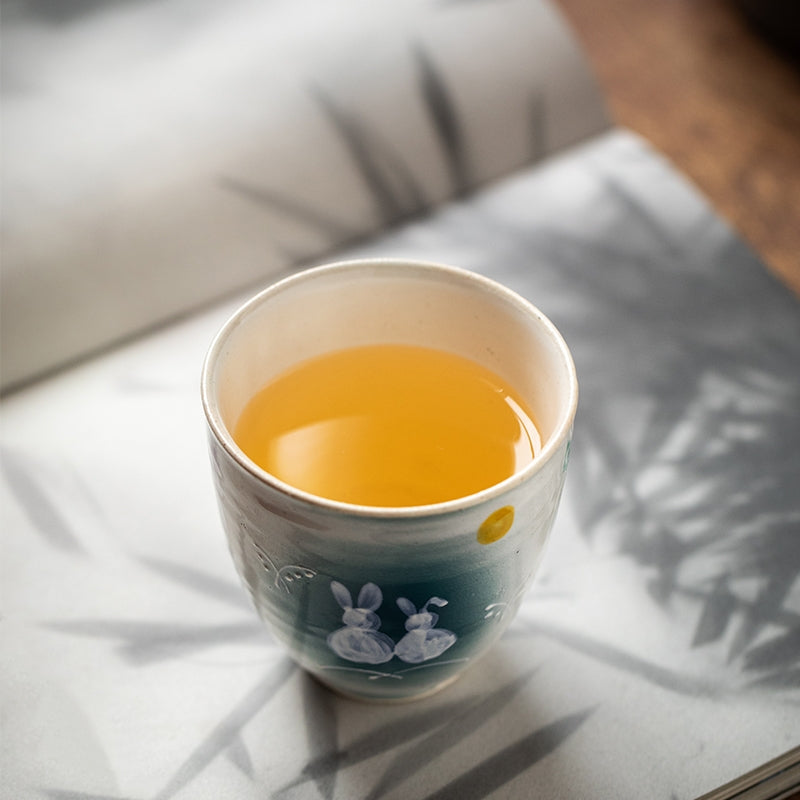 Japanese Ceramic Tea Cup Set – Mino Ware Rabbit Couple Mugs