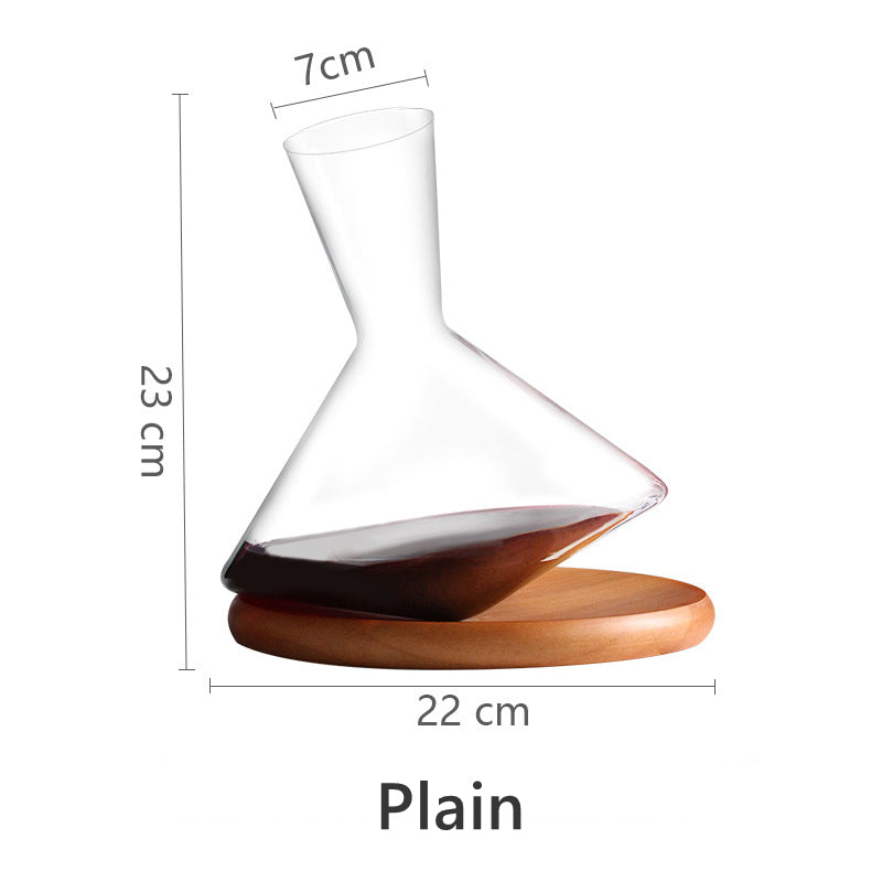 Wine Decanter with Wooden Base – Orbital Swirling Crystal Glass