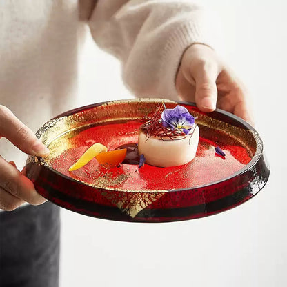 Gold Leaf Glass Plate – Handblown Shirokin & Akakin Dining Plate
