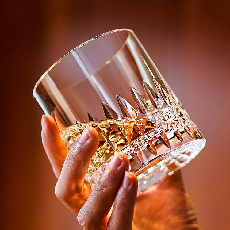 Whisky Glass Edo Kiriko Crystal Royale – Hand-Cut Japanese Tumbler with Wooden Box | Crystal, Sakura & Emerald