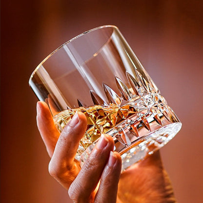 Whisky Glass Edo Kiriko Crystal Royale – Hand-Cut Japanese Tumbler with Wooden Box | Crystal, Sakura & Emerald