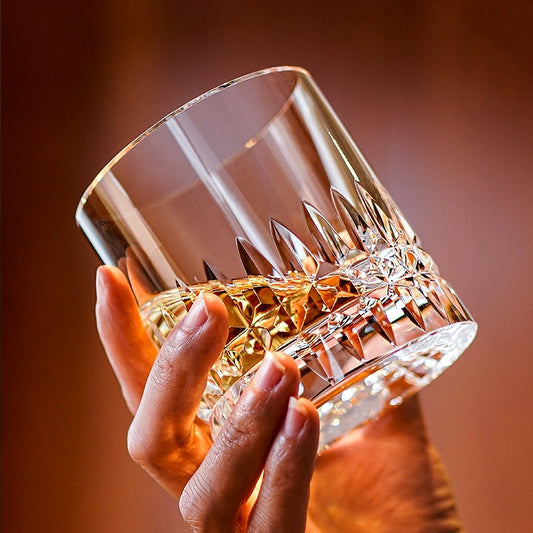Whisky Glass Edo Kiriko Crystal Royale – Hand-Cut Japanese Tumbler with Wooden Box | Crystal, Sakura & Emerald
