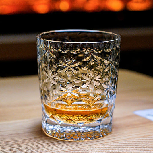 Whiskey Glass Royal Blossom Sakura | Edo Kiriko Handcrafted Crystal