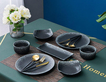 Ceramic Dinner Set | Scenic Nature Plates Bowls & Flatware
