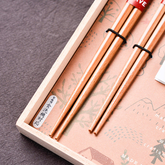Daruma Chopsticks Wedding Gift Set Japanese Handcrafted His and Hers with Rests and Wooden Box