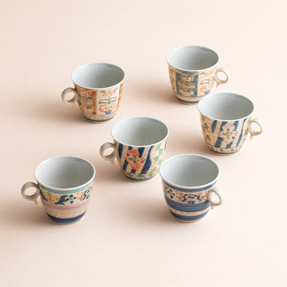 Ceramic Mug | Japanese Hasami Ware Hanashin Floral Vintage Handcrafted Collection