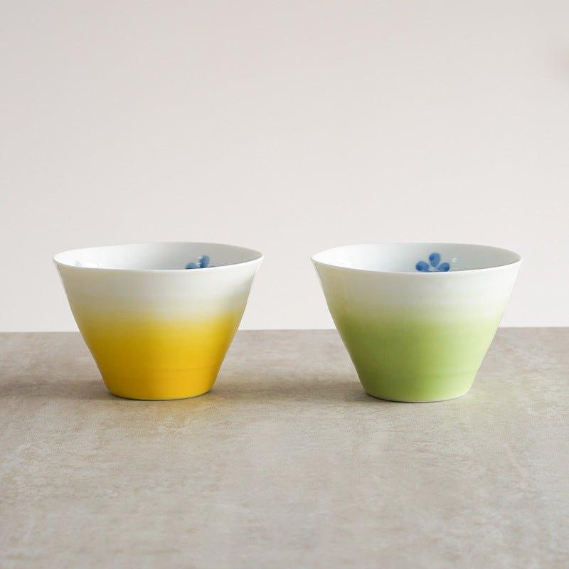 Ceramic Conical Bowl Arita Ware Japanese Handcrafted Gradient Ombre Serving and Decorative Bowl