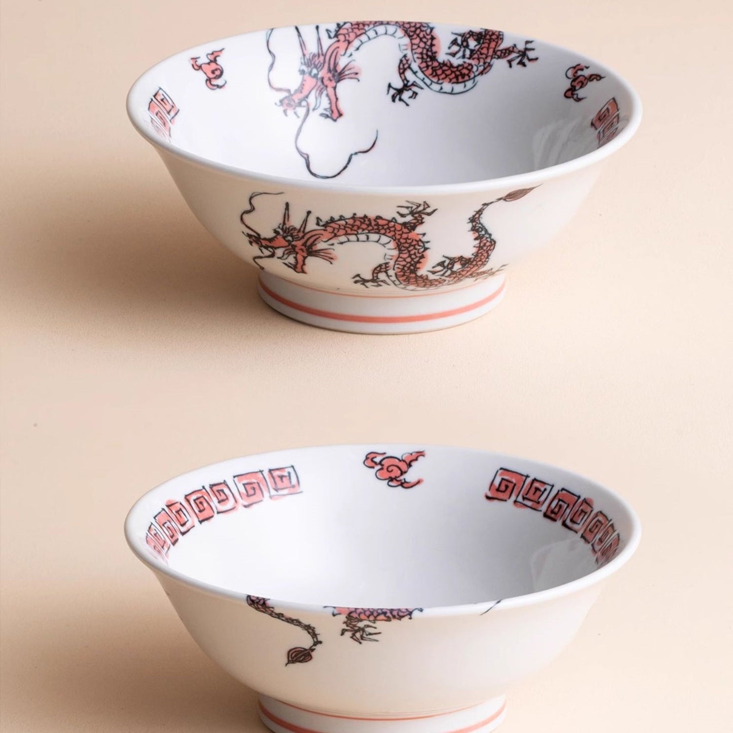 Ramen Bowl Dragon Design | Japanese Ceramic Porcelain Bowl