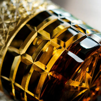 Whiskey Glass Edo Kiriko Handcrafted Diamond Pattern with Wooden Gift Box