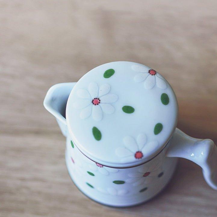 Ceramic Tea Set Japanese Floral Teapot 2 Cups with Carrying Case