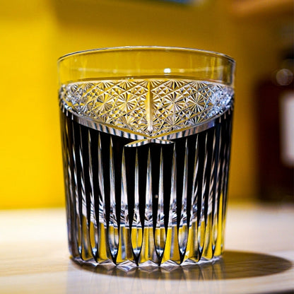 Japanese Cut Glass Edo Kiriko Karmic Whisky Hand-Cut Crystal | Black Turquoise Aqua Glassware