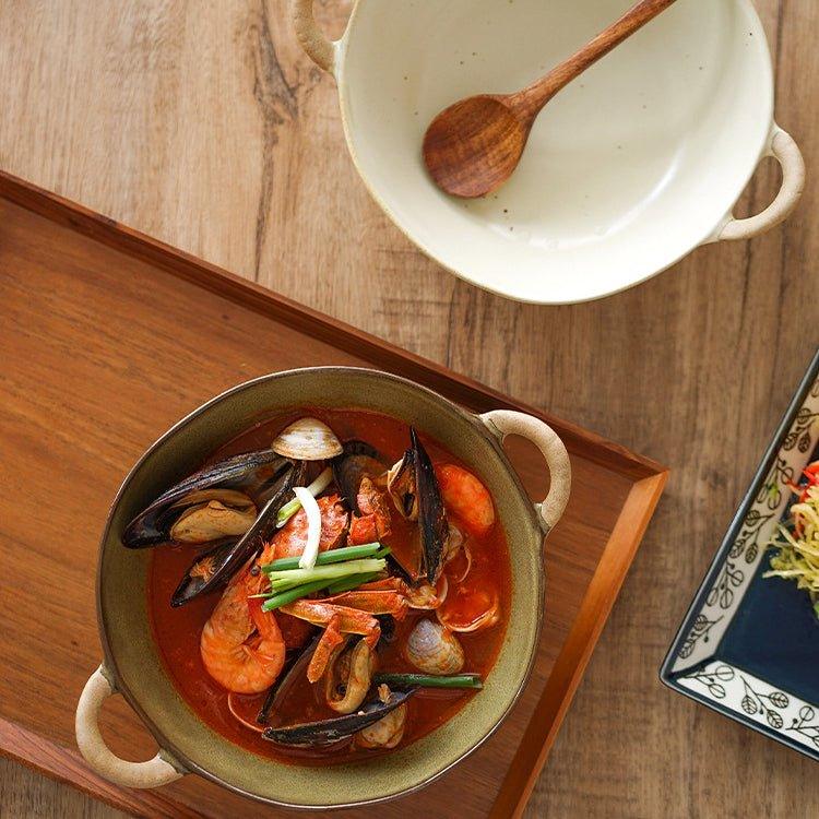 Ceramic Bowl with Handles – Artisan Japanese Pottery