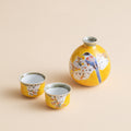 Japanese Sake Set – Kutaniyaki Yellow Sparrow Ceramic