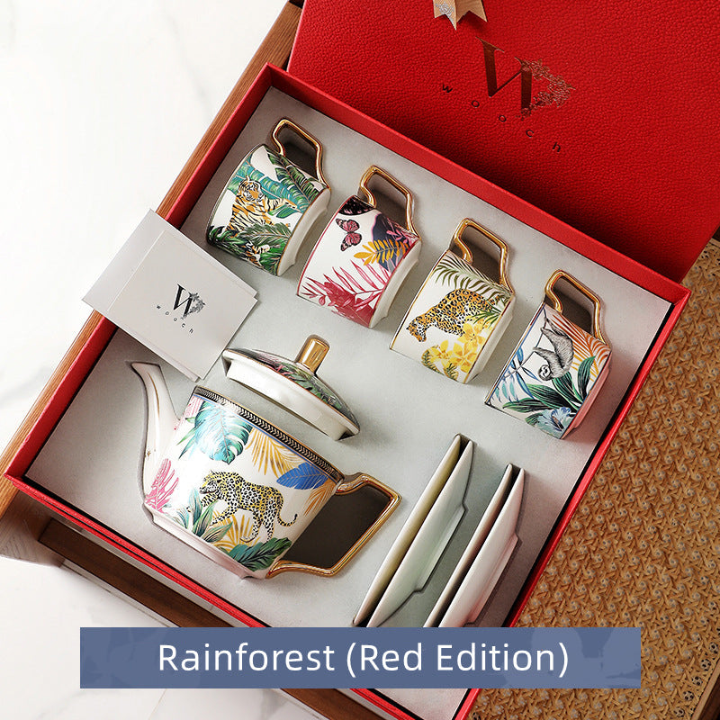 Ceramic Tea Set Gift – Rainforest Theme Teapot & Cup Set