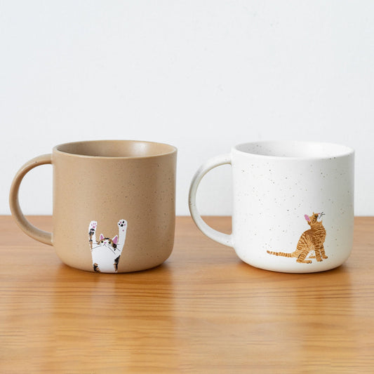 Ceramic Mug | Japanese Mino Ware Neko Cat Handcrafted Coffee Tea Cup