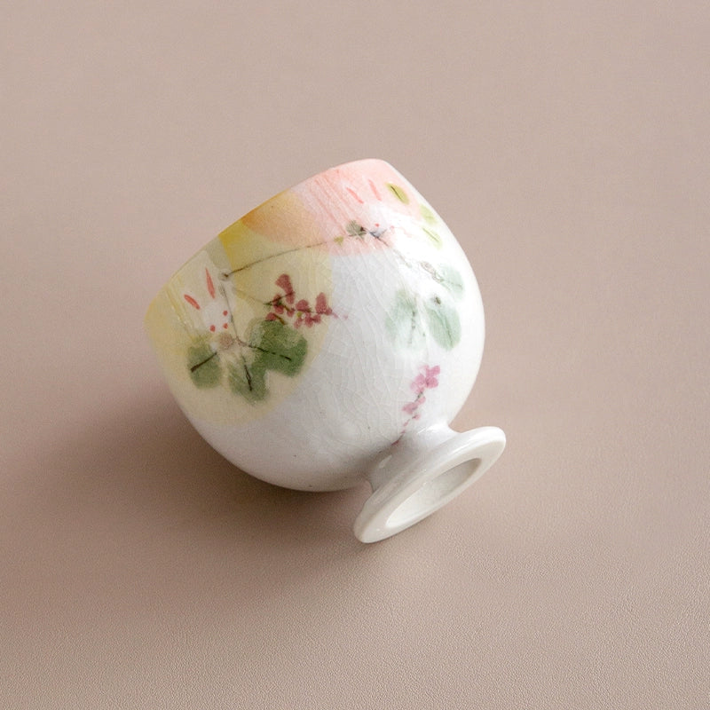 Sake Cups Set for 2 | Seto Ware Rabbit & Flower Couple Cups