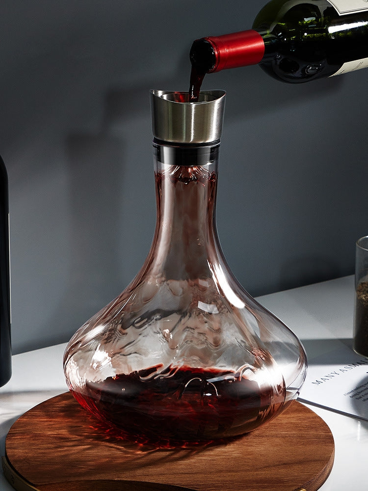 Wine Decanter Waterfall Crystal Glass – Handcrafted Aerating Red Wine Decanter with Cascade Design