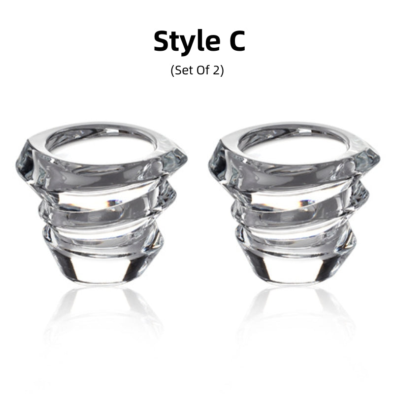 Crystal Candleholder Set of 2 German Glass Dinner Candlestand
