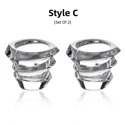 Crystal Candleholder Set of 2 German Glass Dinner Candlestand