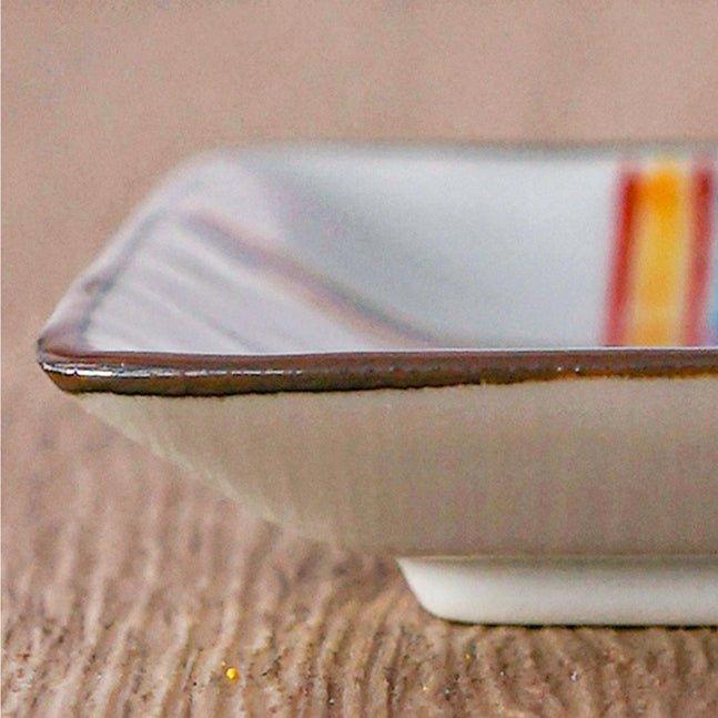 Ceramic Appetizer Plate Japanese Handcrafted Small Serving Plate Ribbons and Bunnies Design