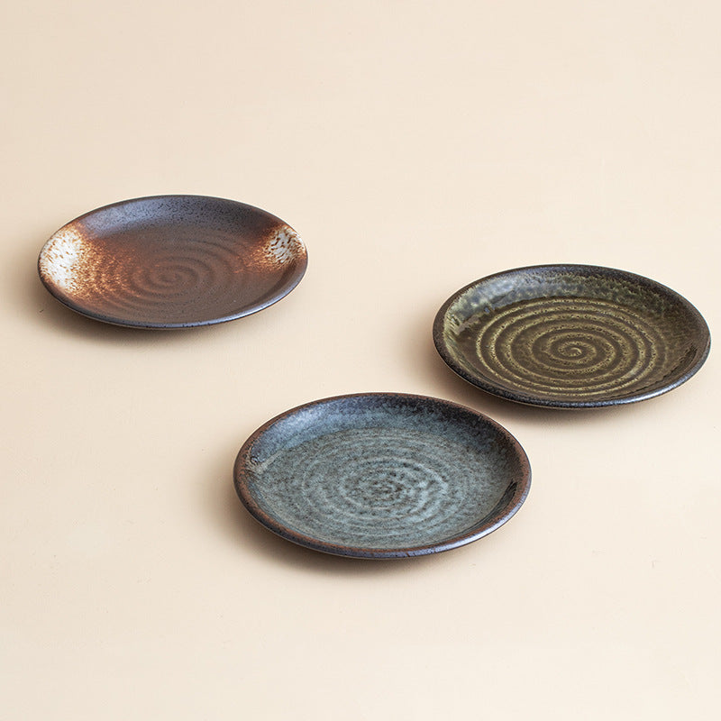Ceramic Deep Plate – Mino Ware Wabi Sabi Spiral Glaze