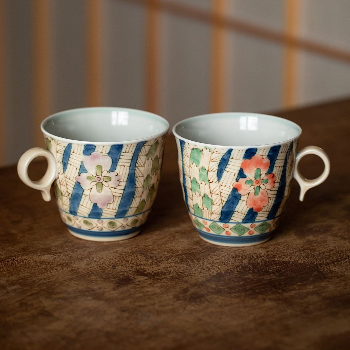 Ceramic Mug | Japanese Hasami Ware Hanashin Floral Vintage Handcrafted Collection