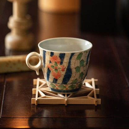 Ceramic Mug | Japanese Hasami Ware Hanashin Floral Vintage Handcrafted Collection