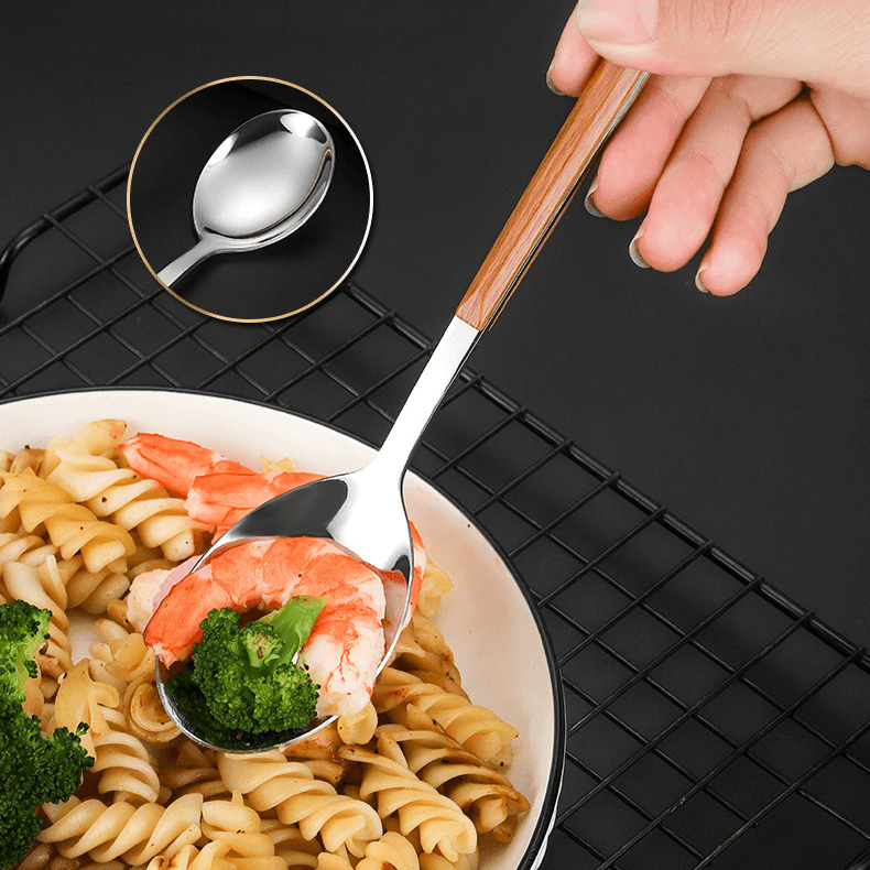 Chopsticks Fork Spoon Set | Stainless Steel & Wood Handle