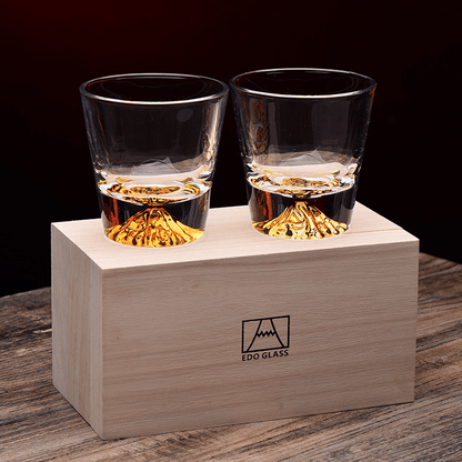 Whiskey Glass Set | Mount Fuji Edo Kiriko Handcrafted Japanese Single & Double