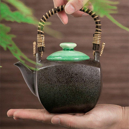 Tea Set | Japanese Mino Ware Jade Ceramic Teapot & 4 Cups Gift Set