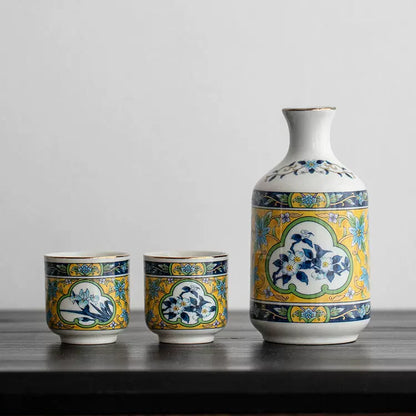 Ceramic Sake Set | Mino Ware Tokkuri & 2 Ochoko Handcrafted