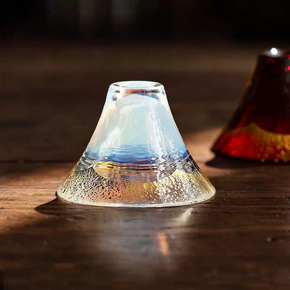 Sake Cup Set Japanese Mt. Fuji Gold Leaf Glass – Shinku & Yuki 2pc