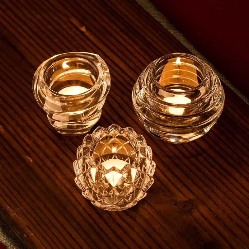 Crystal Candleholder Set of 2 German Glass Dinner Candlestand