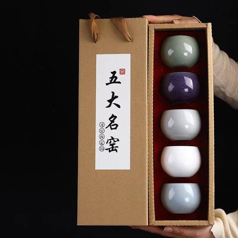 Ceramic Tea Cup Set of 5 – Handcrafted Rounded Teacups