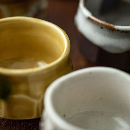 Tea Cup Set of 5 – Mino Ware Yusetsu Snow Melt Ceramic