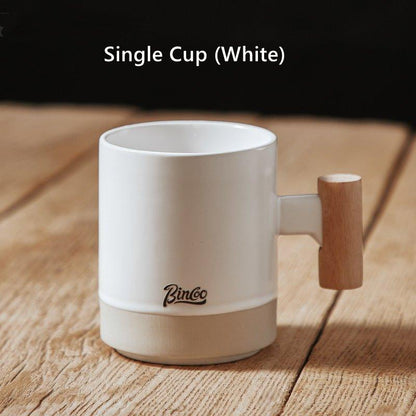 Pour Over Coffee Set Ceramic Single Cup Dripper with Cup & Pot – Black & White Home Brew Kit