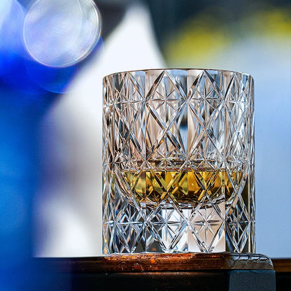 Whiskey Glass Edo Kiriko Celestial – Hand-Cut Floral Japanese Tumbler with Wooden Box | 4 Colors