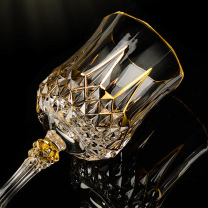 Crystal Wine Glasses Set Golden Vine with Decanter & Leather Case – Made in France | Cristal d'Arques