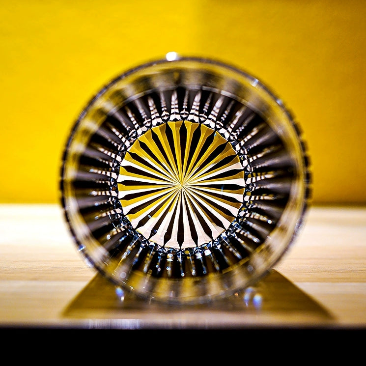 Japanese Cut Glass Edo Kiriko Karmic Whisky Hand-Cut Crystal | Black Turquoise Aqua Glassware