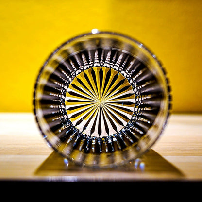 Japanese Cut Glass Edo Kiriko Karmic Whisky Hand-Cut Crystal | Black Turquoise Aqua Glassware