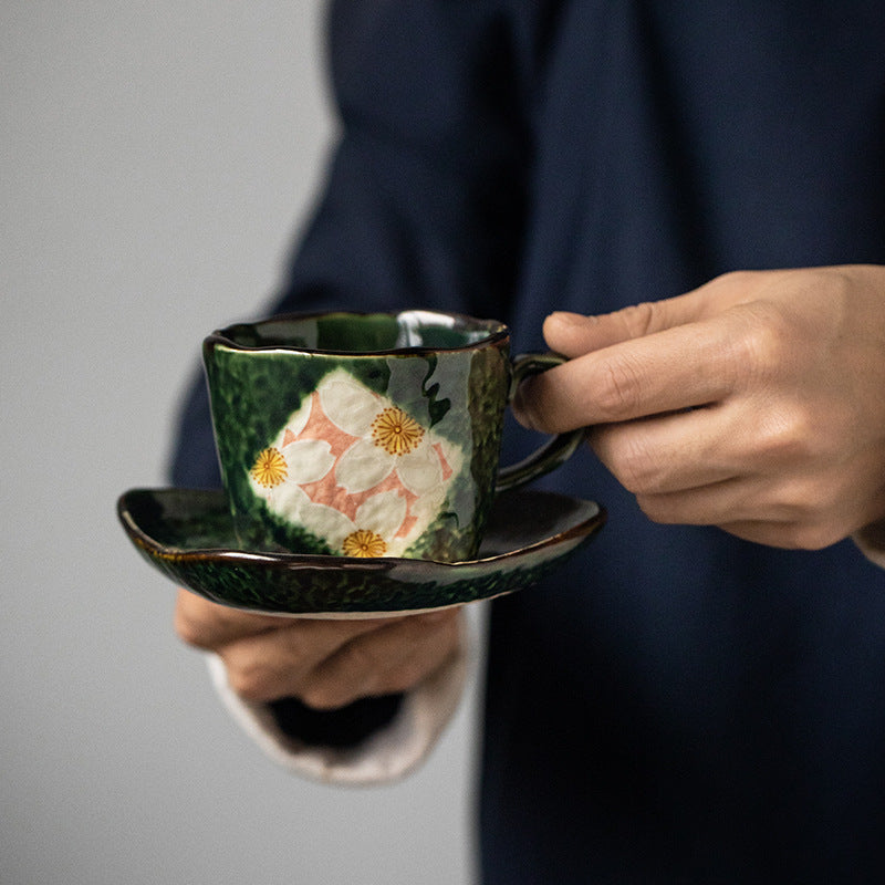 Ceramic Coffee Cup Set – Mino Ware Oribe Sakura Hand-Painted