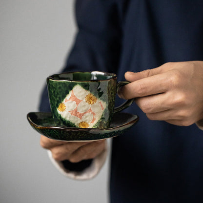 Ceramic Coffee Cup Set – Mino Ware Oribe Sakura Hand-Painted