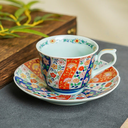 Japanese Tea Cup & Saucer Set – Mino Ware Kachofugetsu